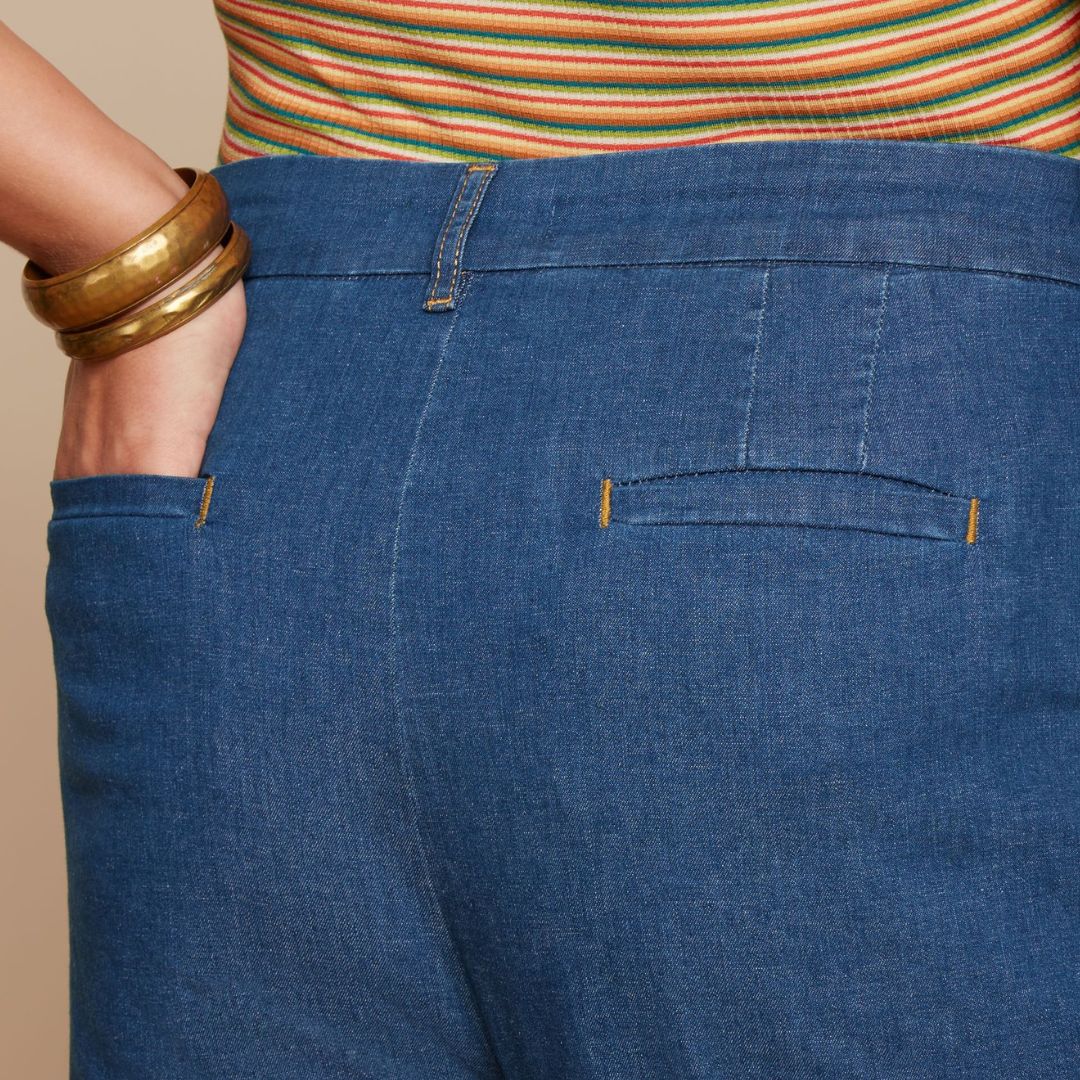 King Louie Women's Lisa Trousers Chambray in Denin Blue
