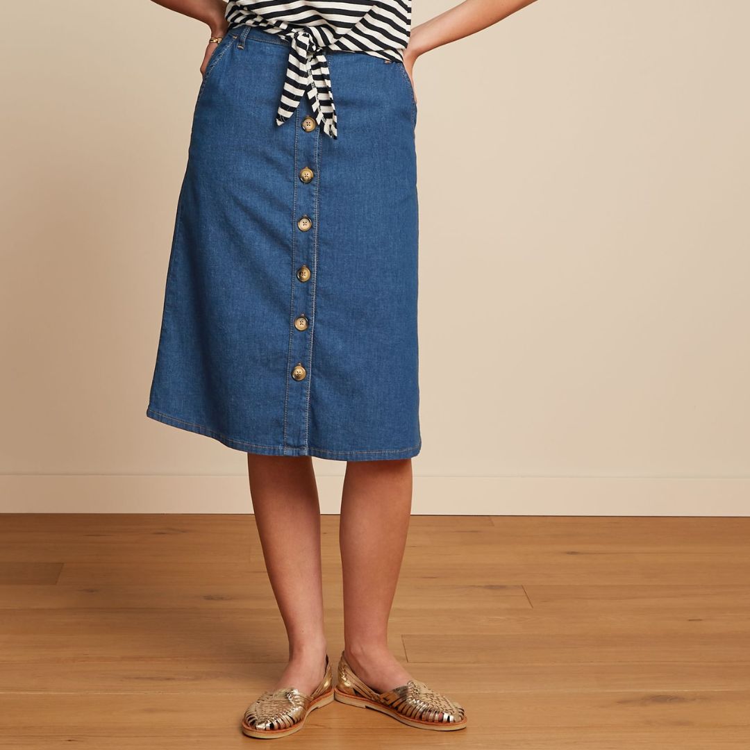 King Louie Women's Marie Skirt Chambray in Denin Blue