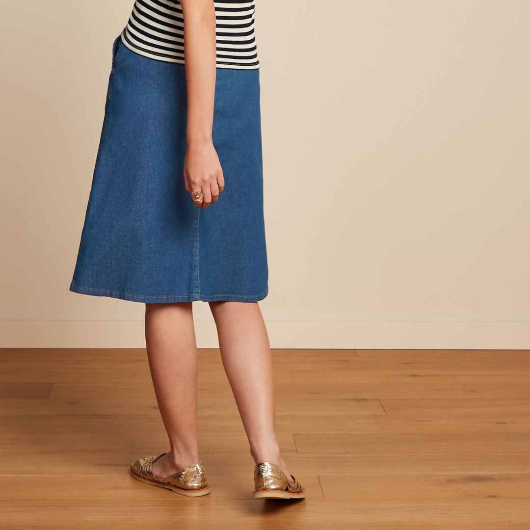 King Louie Women's Marie Skirt Chambray in Denin Blue