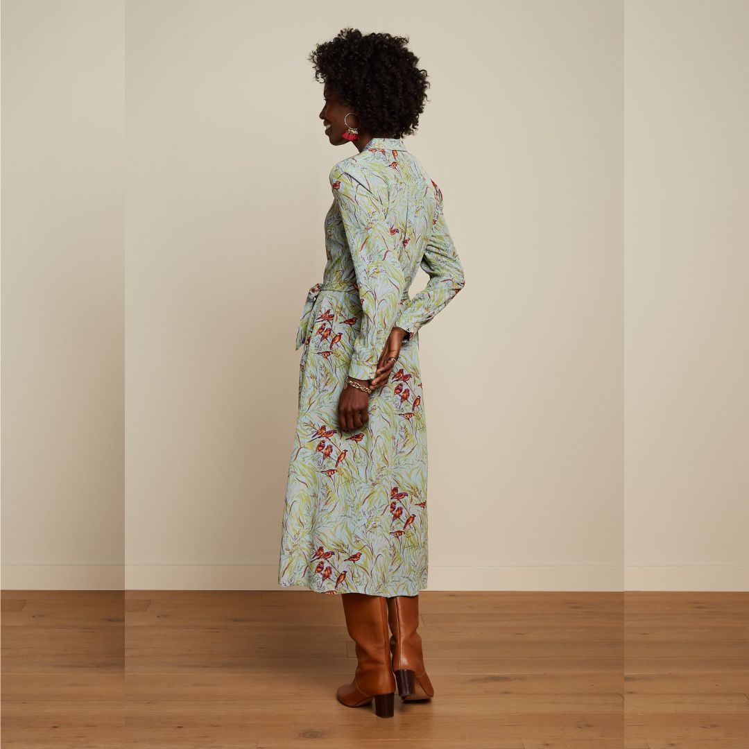 King Louie Women's Olive Midi Dress Valletta in Blue Haze