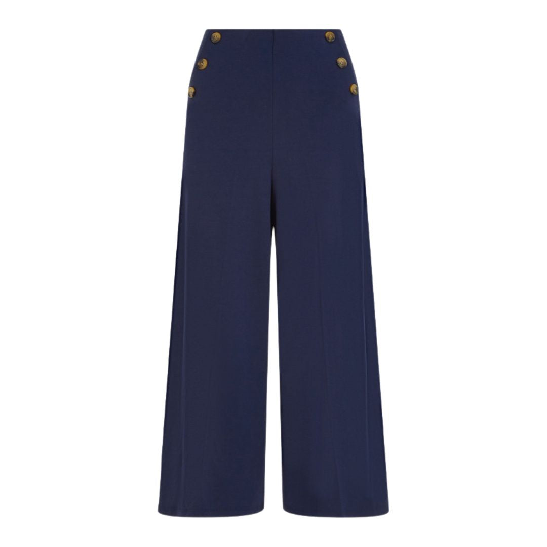 King Louie Women's Pia Cullote Milano Uni Trousers in Evening Blue