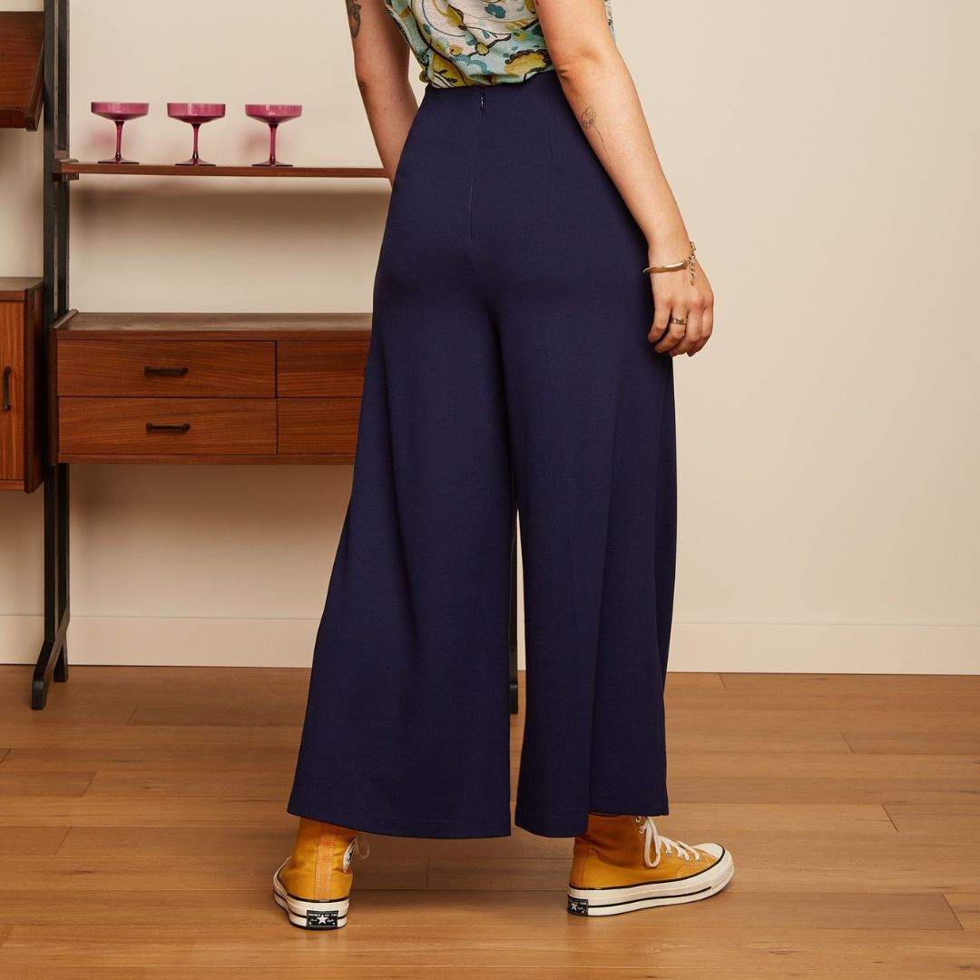 King Louie Women's Pia Cullote Milano Uni Trousers in Evening Blue