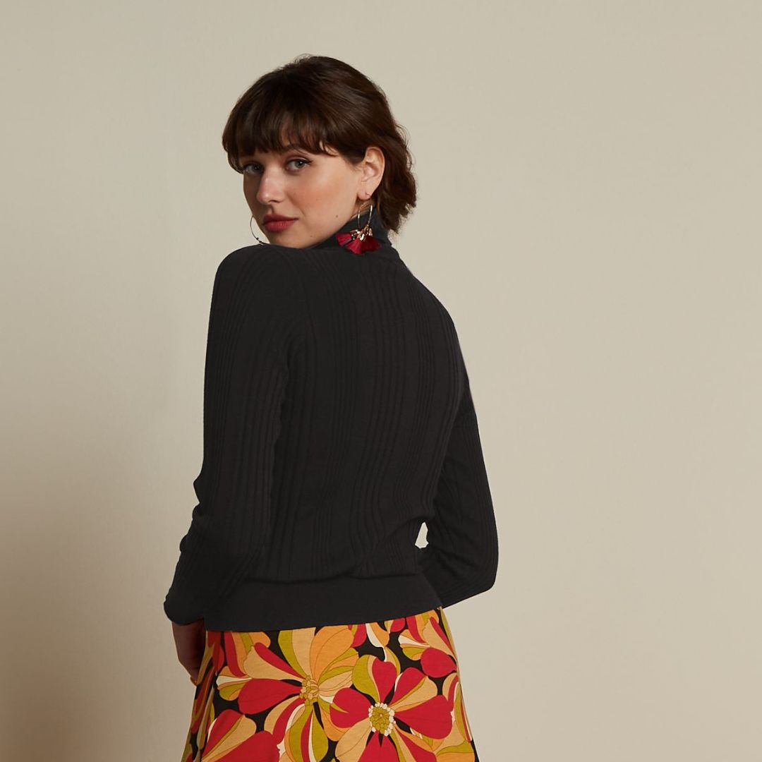 King Louie Women's Rib Rollneck Top Club in Black