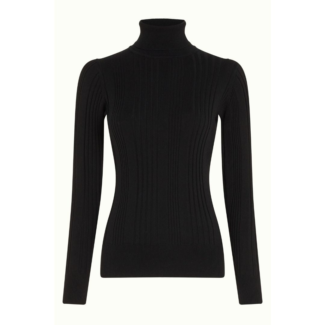 King Louie Women's Rib Rollneck Top Club in Black
