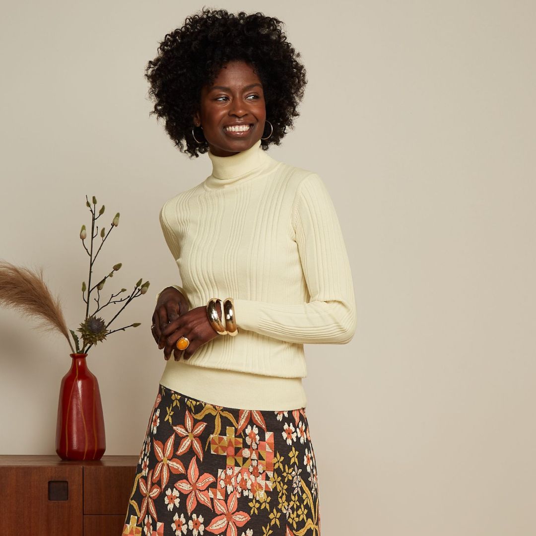 King Louie Women's Rib Rollneck Top Club in Cream