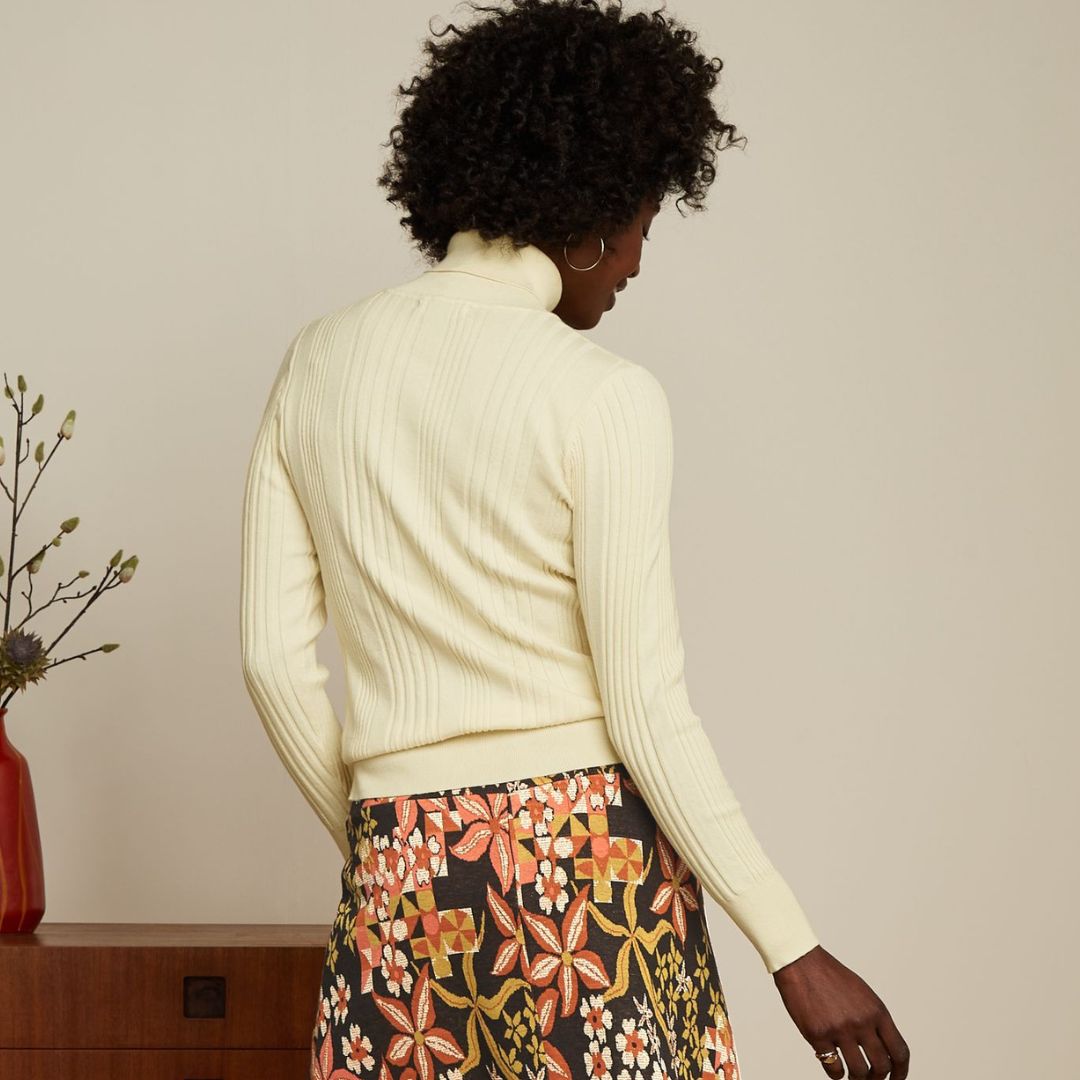 King Louie Women's Rib Rollneck Top Club in Cream
