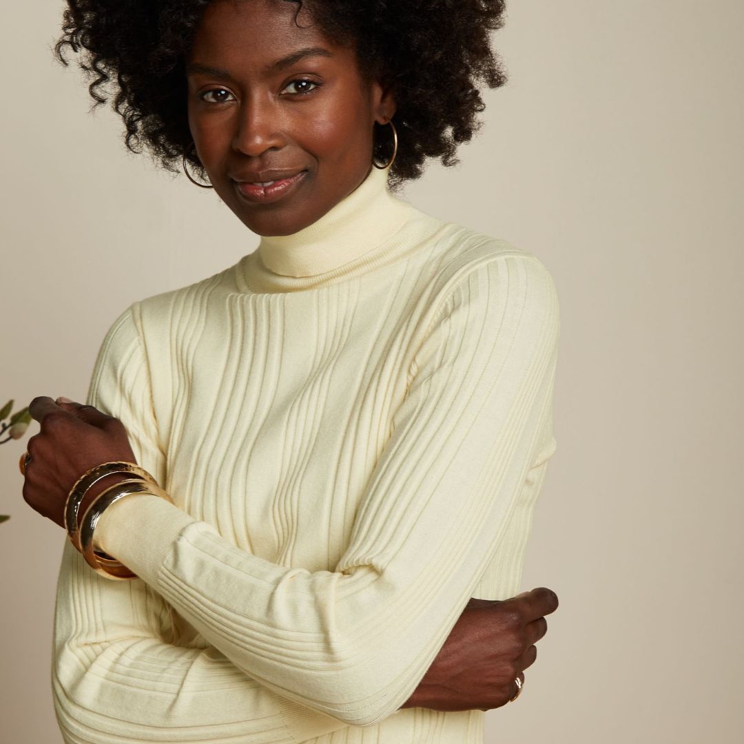 King Louie Women's Rib Rollneck Top Club in Cream