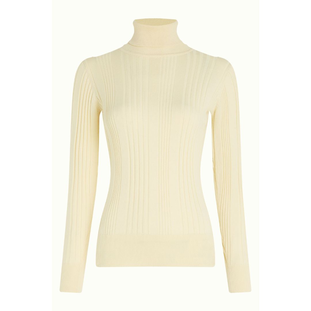 King Louie Women's Rib Rollneck Top Club in Cream