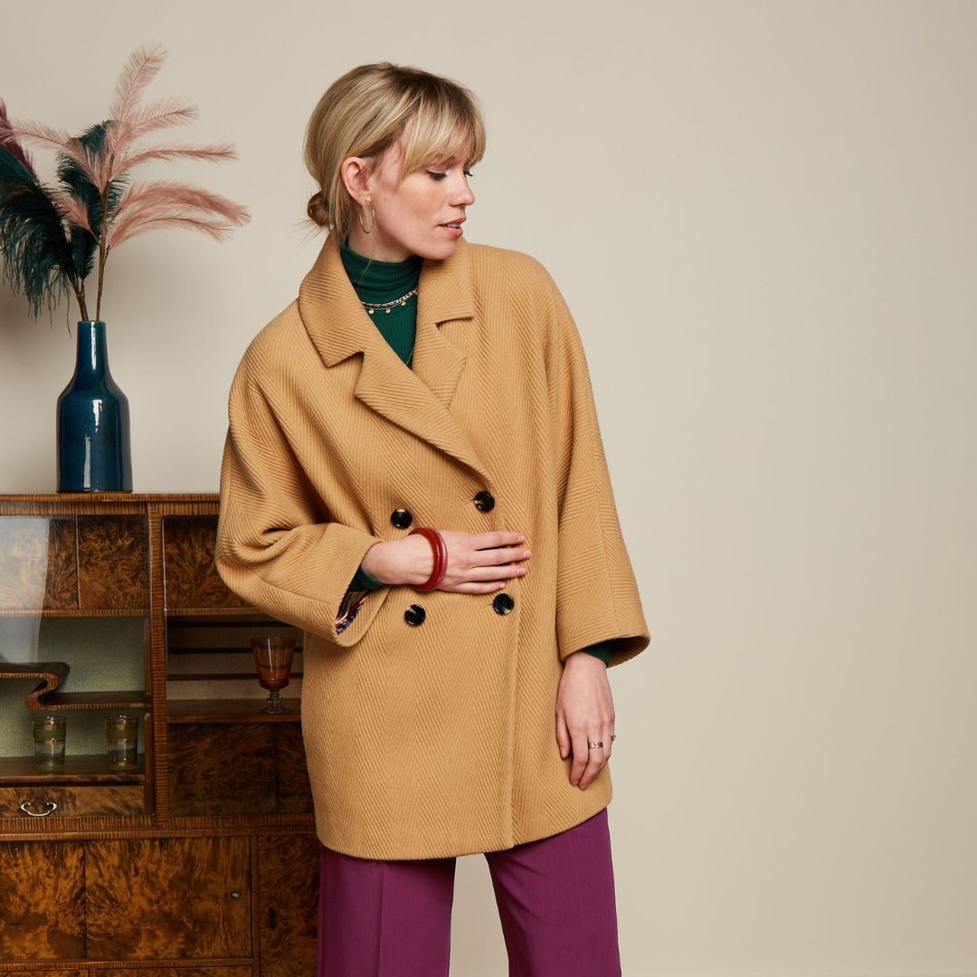 King Louie Women's Shiya Kimono Coat Falaise in Biscotti