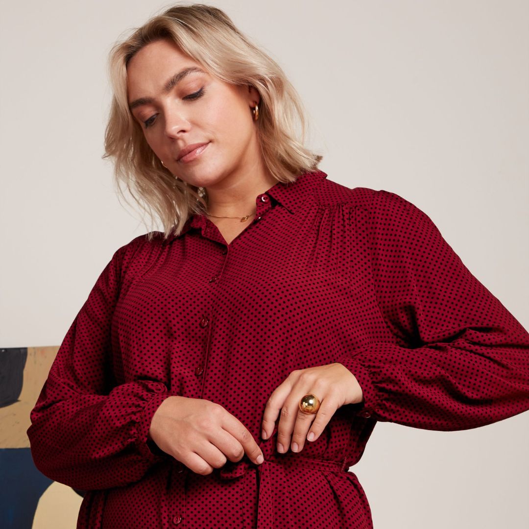 King Louie Women's Carina Dress Piper in Cabernet Red