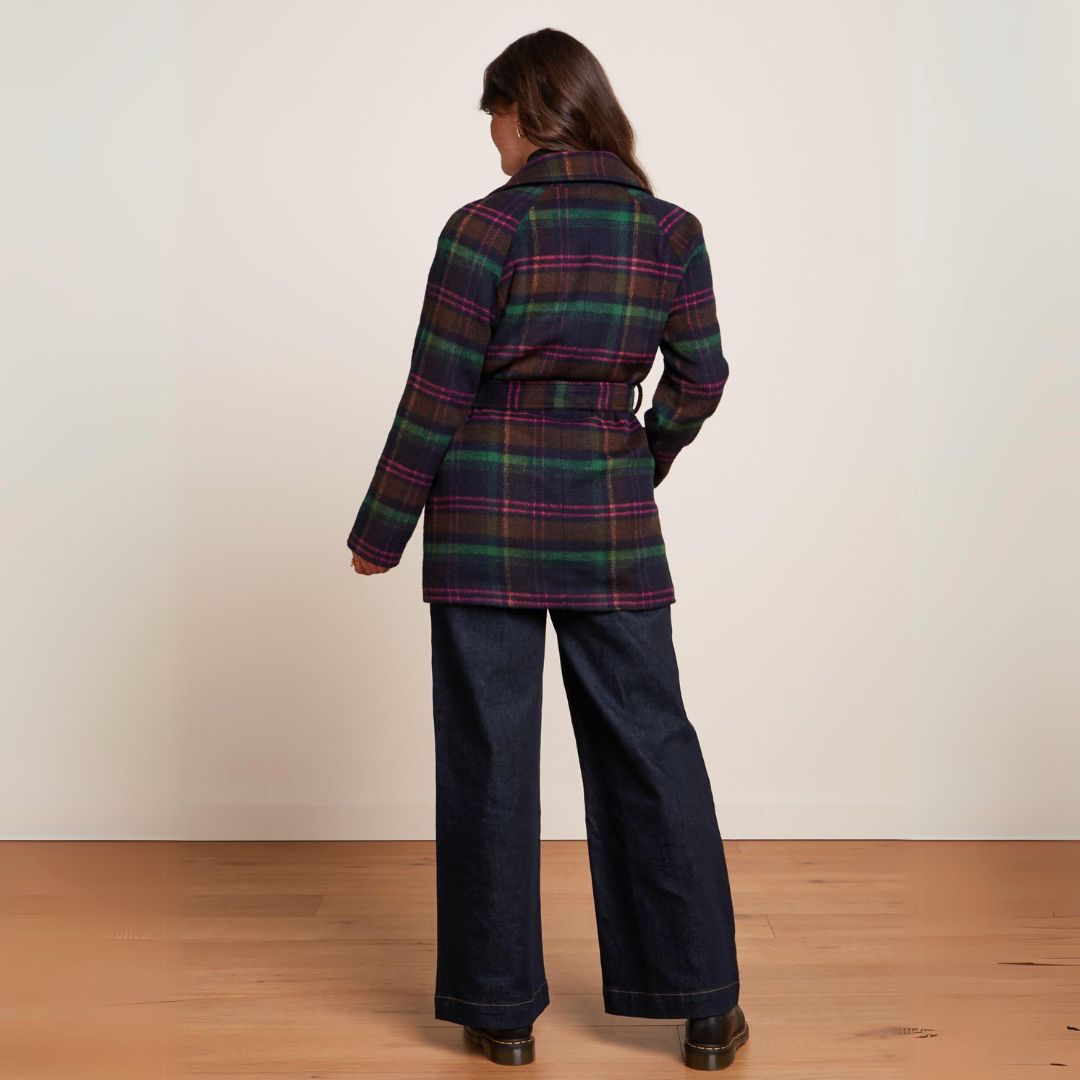 King Louie Women's Maura Coat Brit Check in Estate Blue