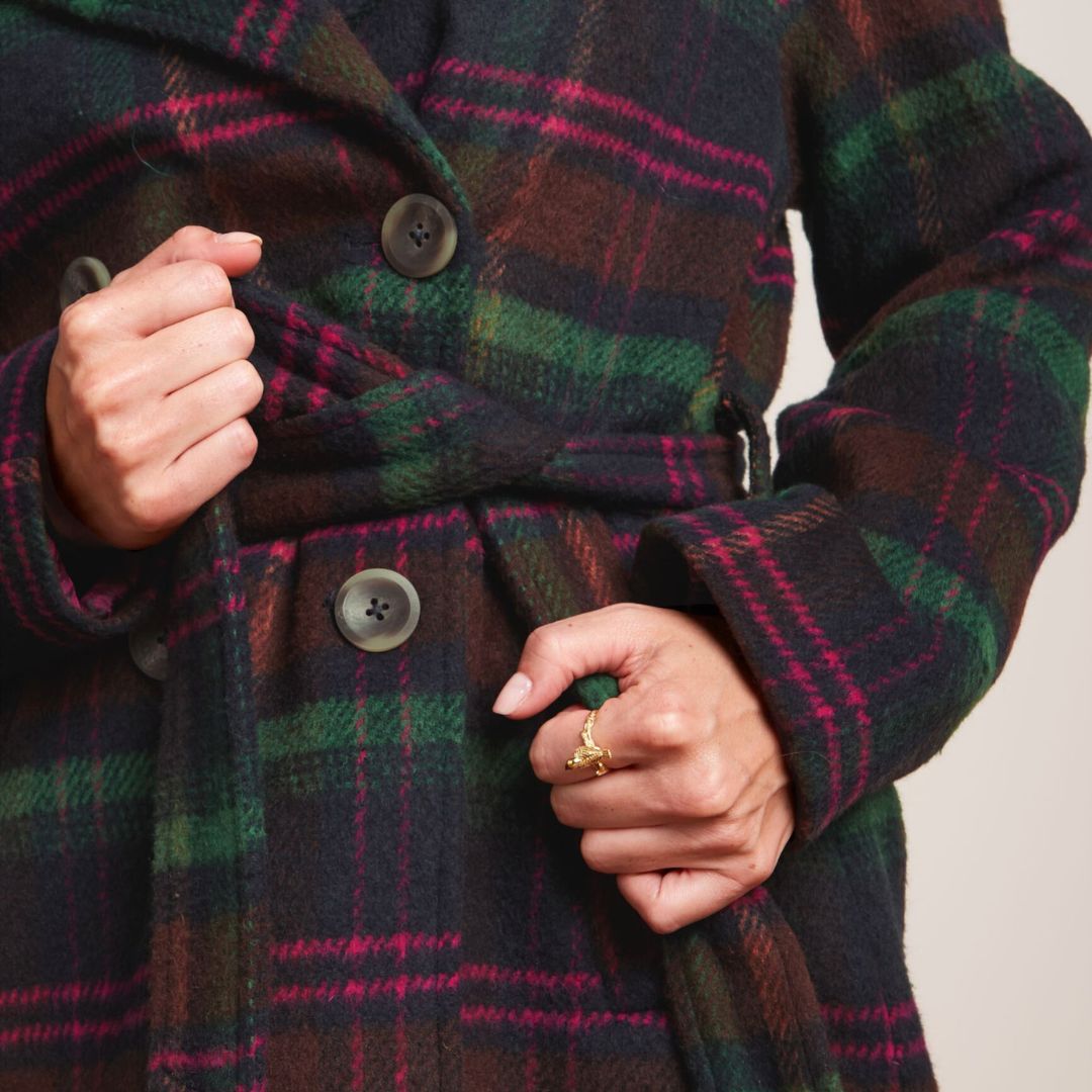 King Louie Women's Maura Coat Brit Check in Estate Blue