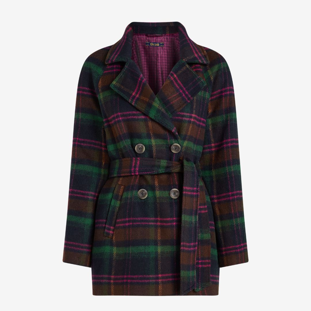 King Louie Women's Maura Coat Brit Check in Estate Blue