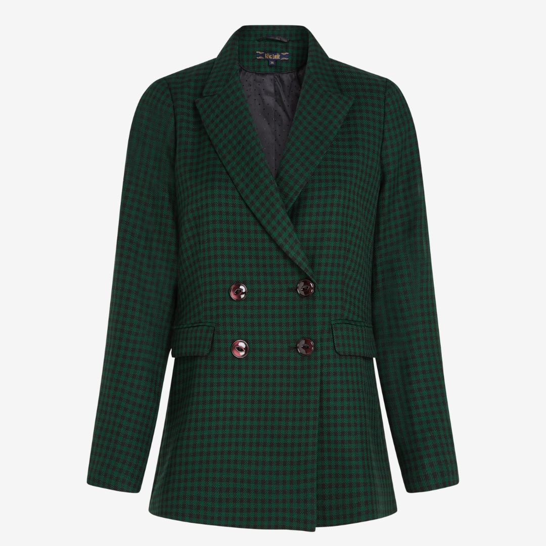 King Louie Women's Tina Norman Check Blazer in Avar Green