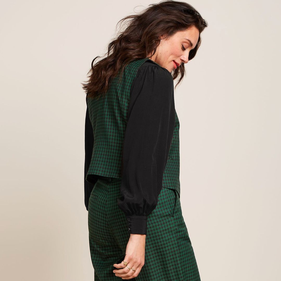 King Louie Women's Norman Check Vest in Avar Green