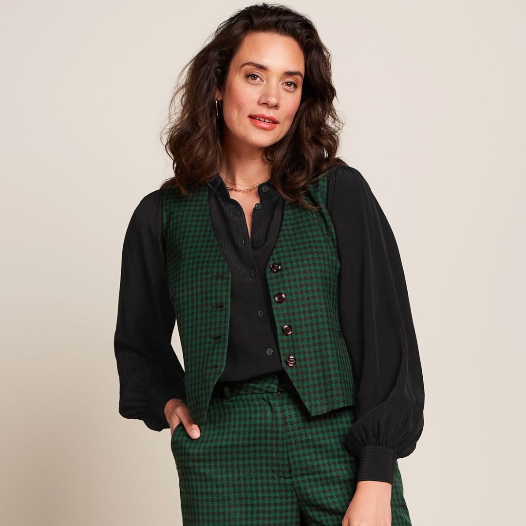 King Louie Women s Norman Check Vest in Avar Green