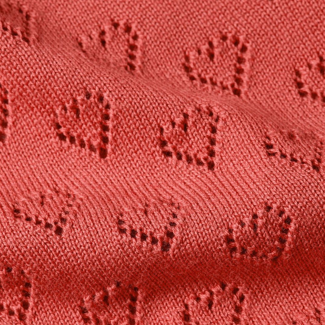 King Louie Women's Cardigan V Heart Ajour in Tweed Orange