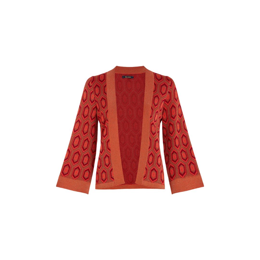 King louie Women's Emily Cardigan Crown in Tweed Orange
