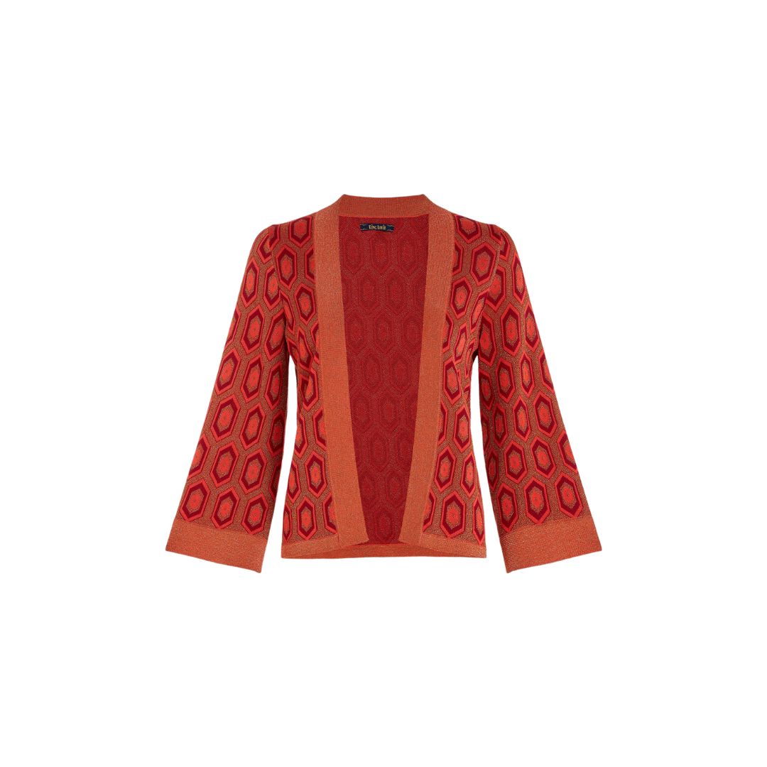 King louie Women's Emily Cardigan Crown in Tweed Orange