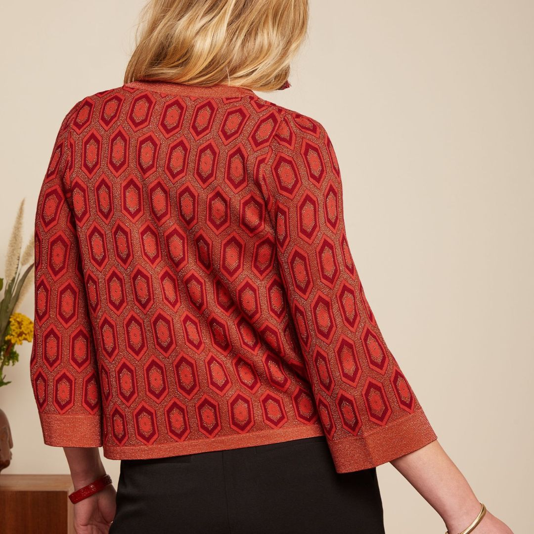 King louie Women's Emily Cardigan Crown in Tweed Orange