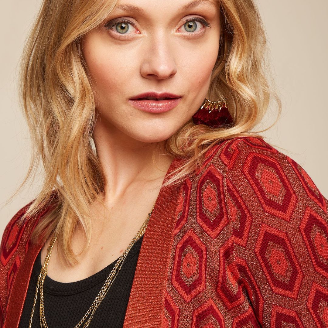 King louie Women's Emily Cardigan Crown in Tweed Orange