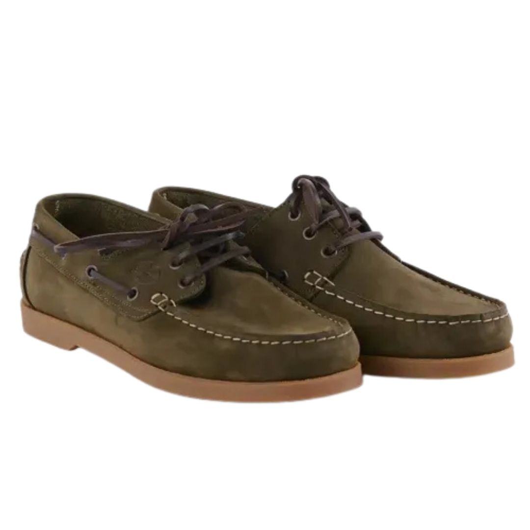 Le Chameau Men's Galion Nubuck Homme Deck Shoes in Vert Chameau
