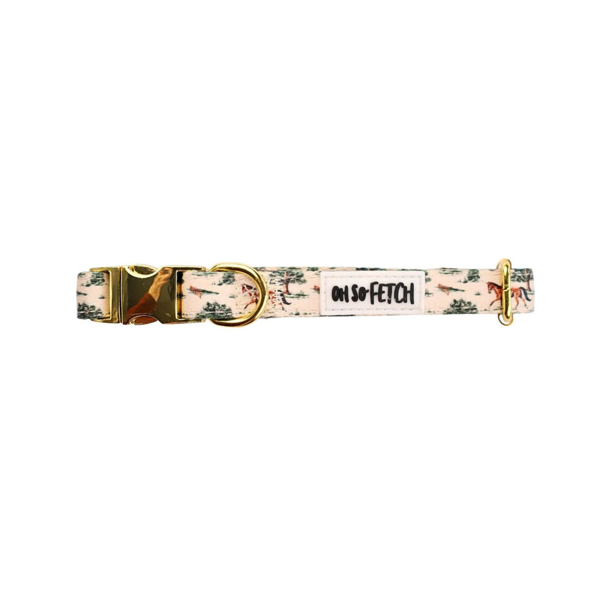 Oh So Fetch Horse & Hound Padded Dog Collar in Beige
