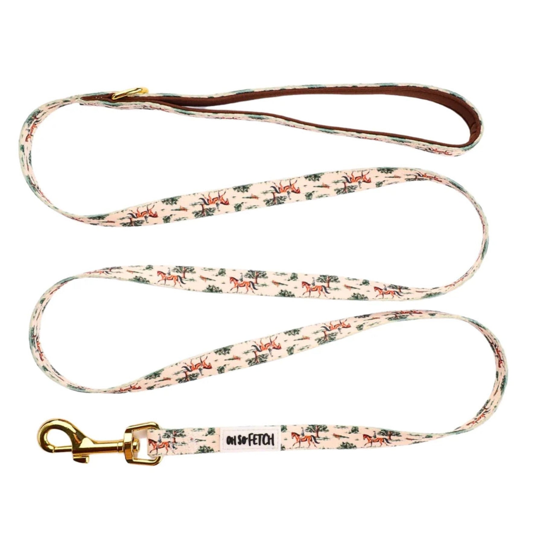Oh So Fetch Horse & Hound Padded Dog Lead in Beige