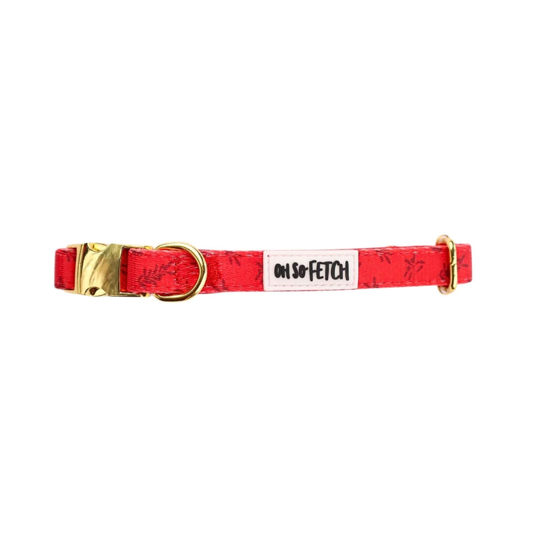 Oh So Fetch Mulberry Padded Dog Collar in Red