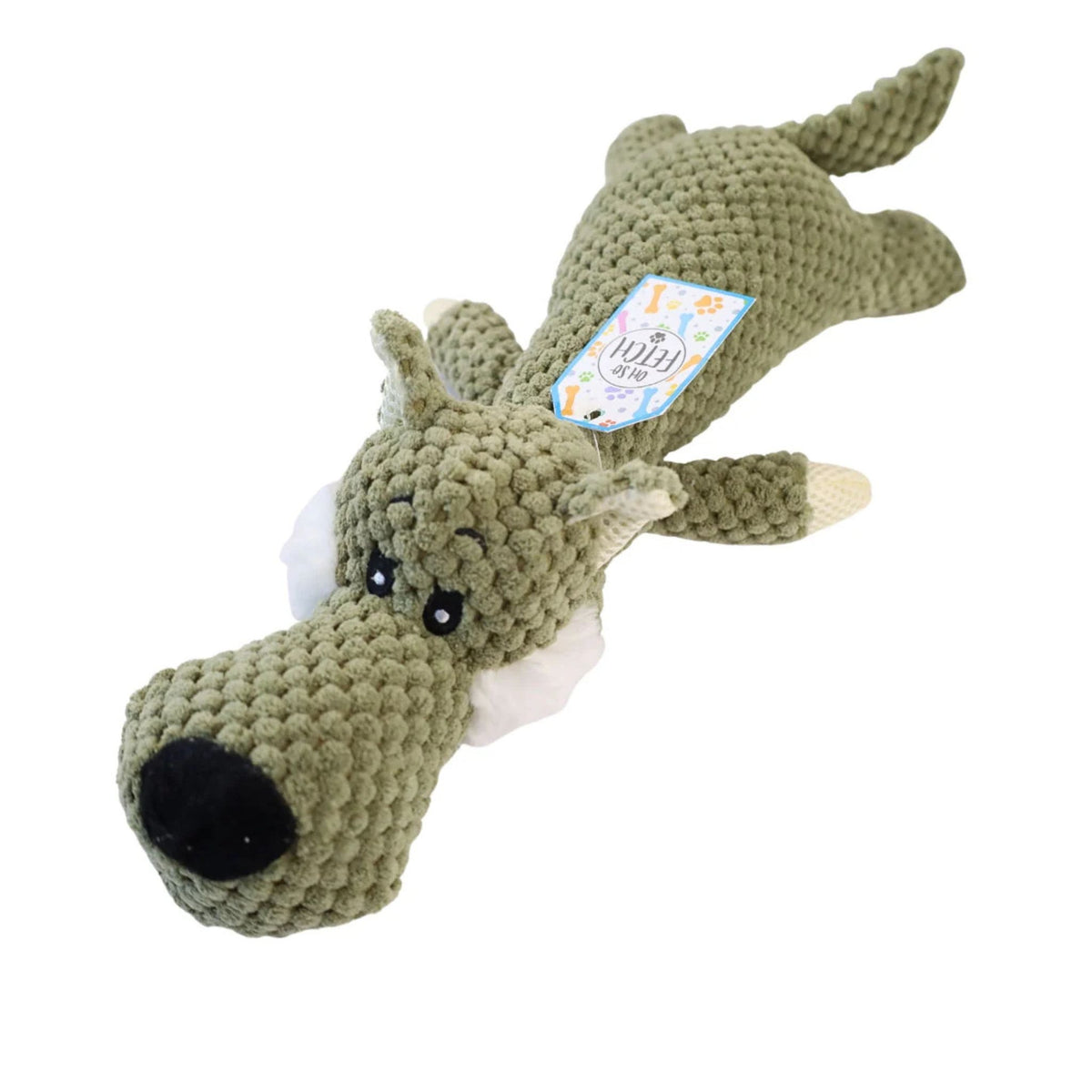 Oh So Fetch Dragon Teddy Squeak Dog Toy in Green