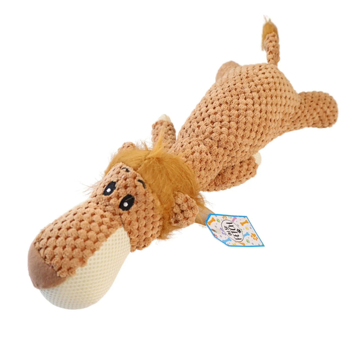 Oh So Fetch Teddy Lion Squeak Dog Toy in Brown