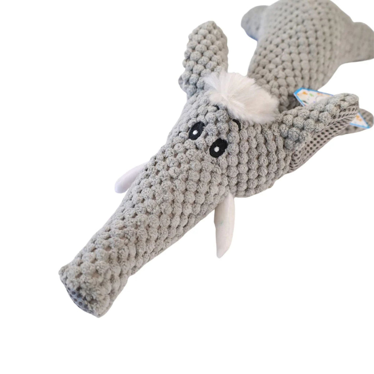 Oh So Fetch Elephant Teddy Squeak Dog Toy in Grey