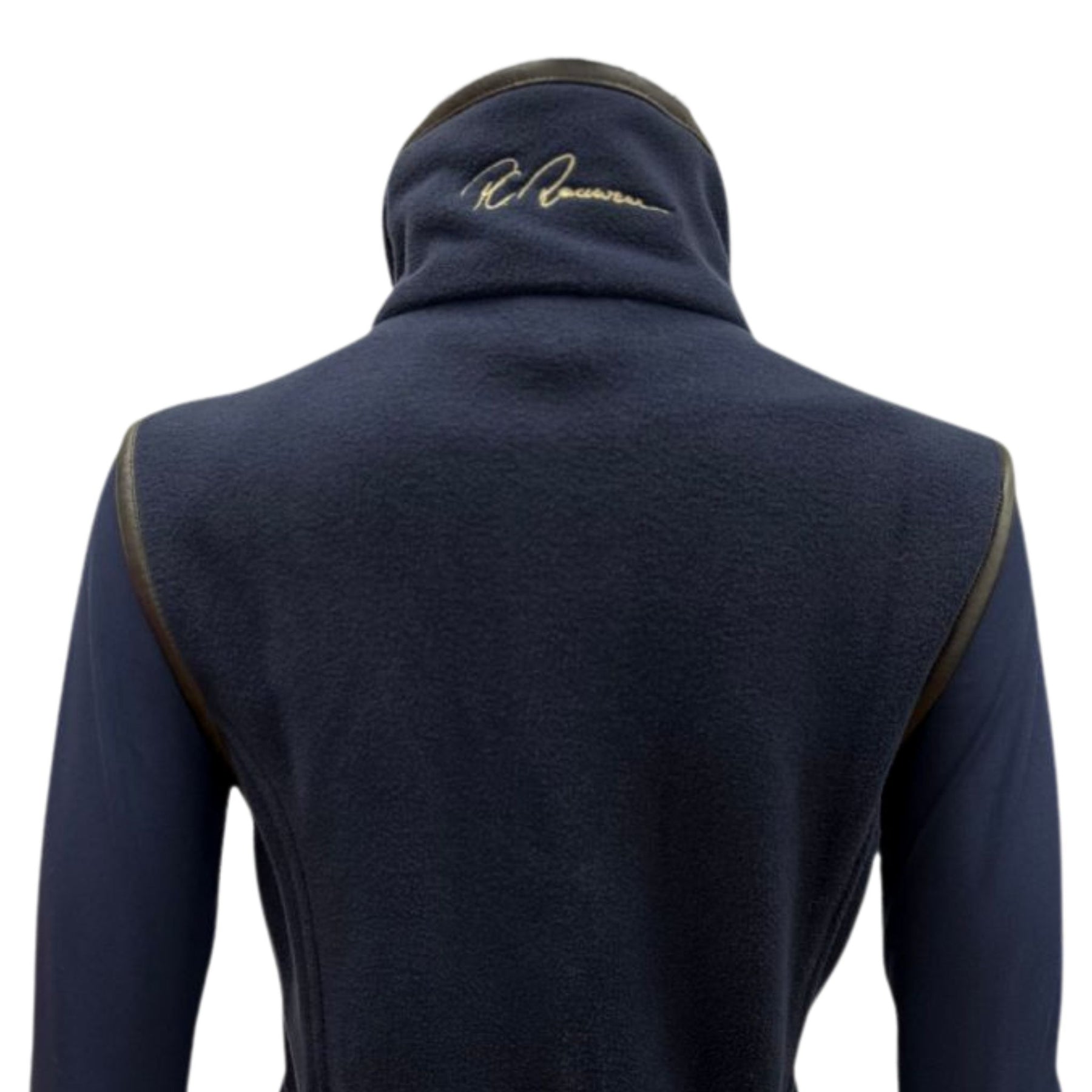 PC Racewear Unisex Paddock Fleece Gilet in Navy with Faux Leather Trim