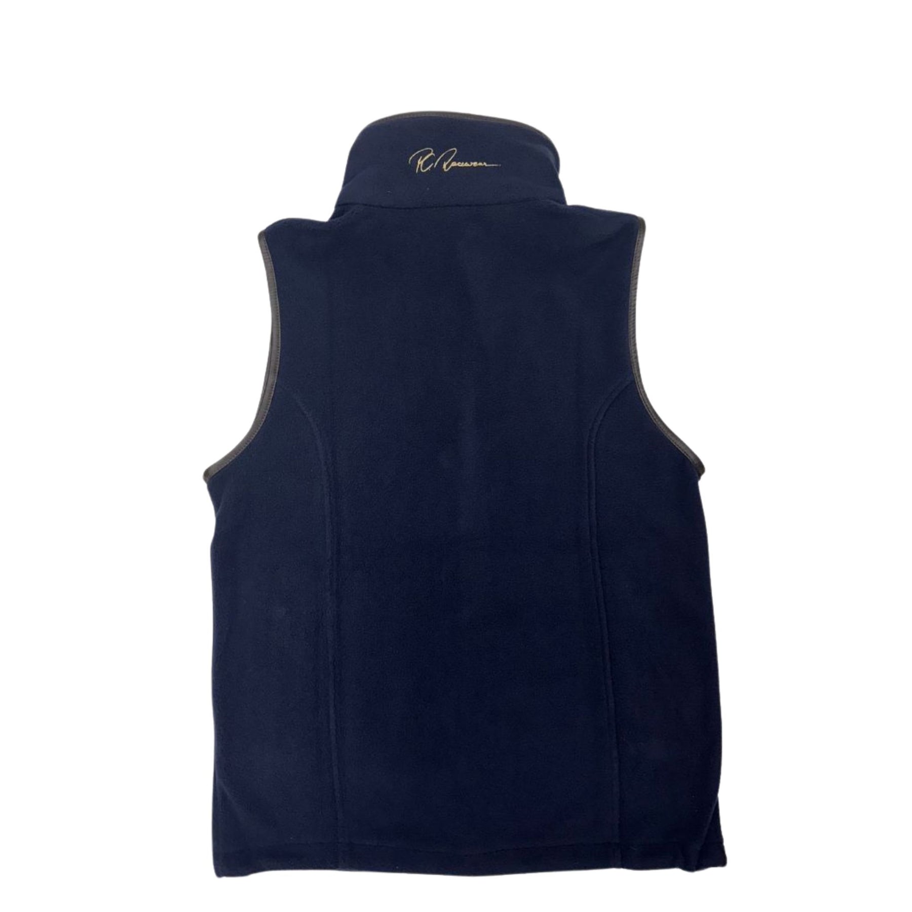 PC Racewear Unisex Paddock Fleece Gilet in Navy with Faux Leather Trim