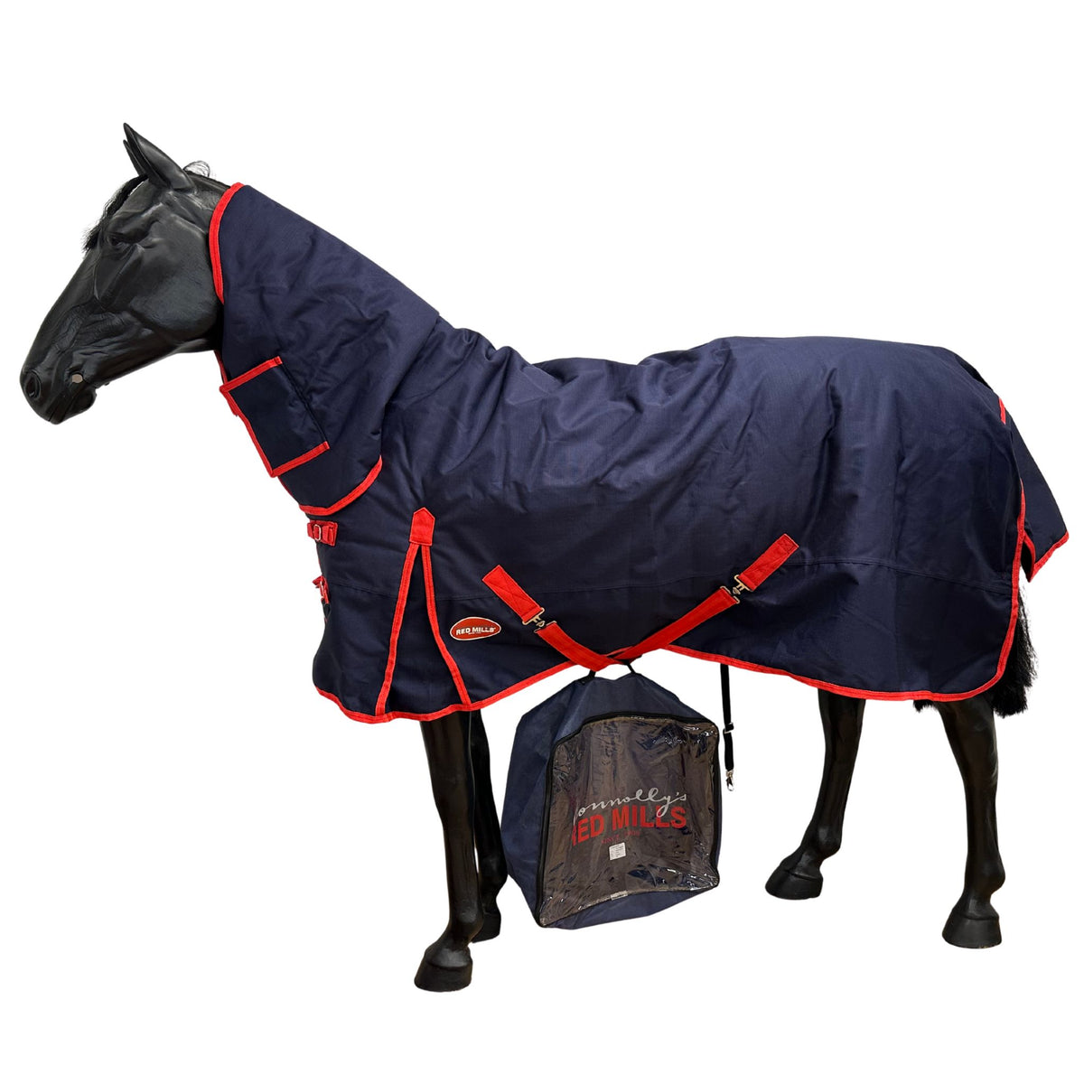 Red Mills Horse Heavy Turnout Rug in Navy & Red (400g)