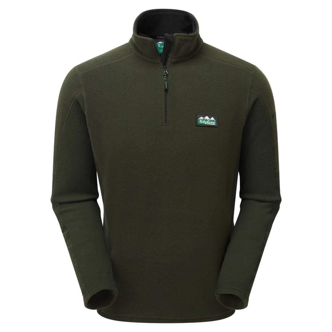 Ridgeline Men's Norwegian Half Zip Fleece Jumper in Olive