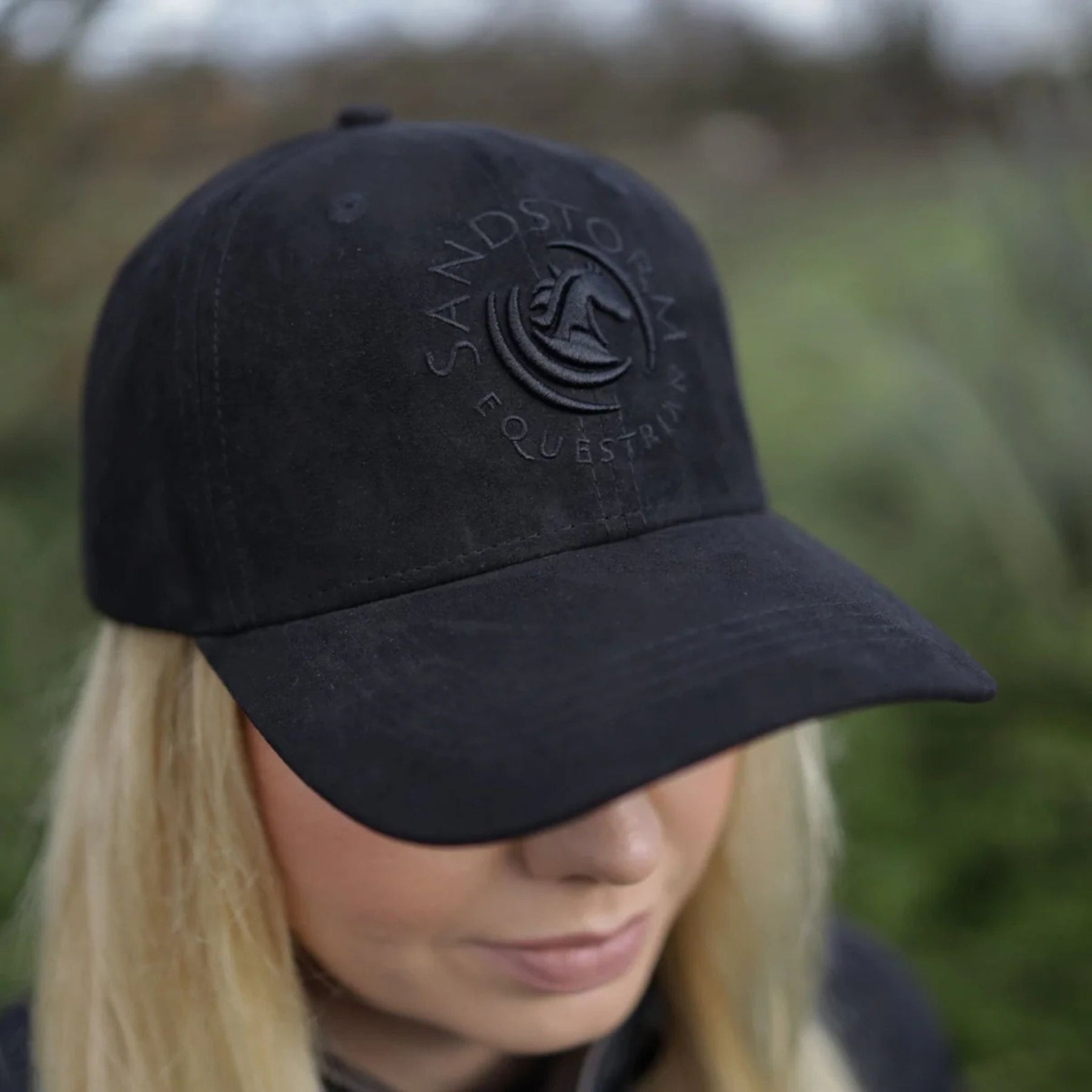 SandStorm Suede Effect Baseball Cap in Black