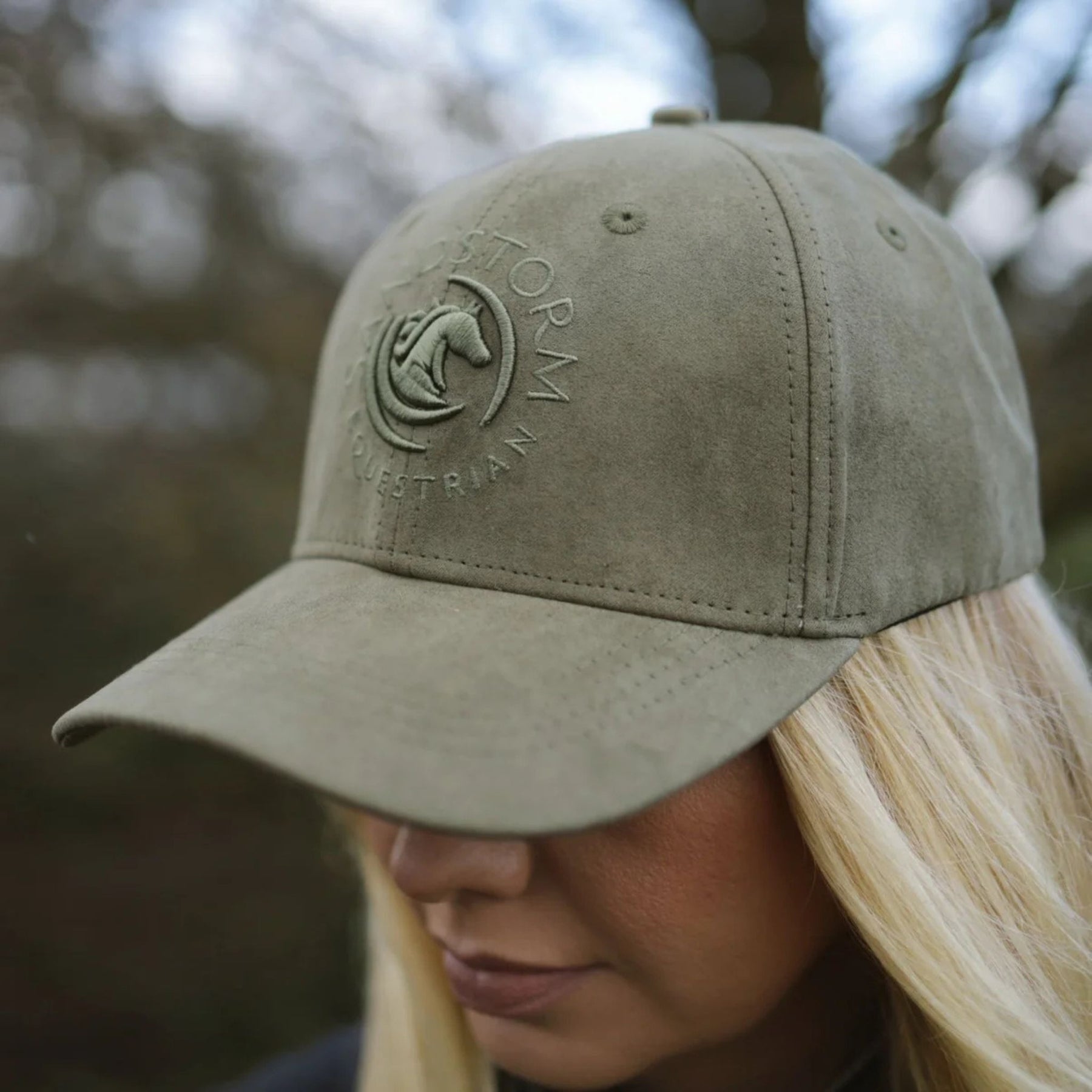 SandStorm Suede Effect Baseball Cap in Khaki