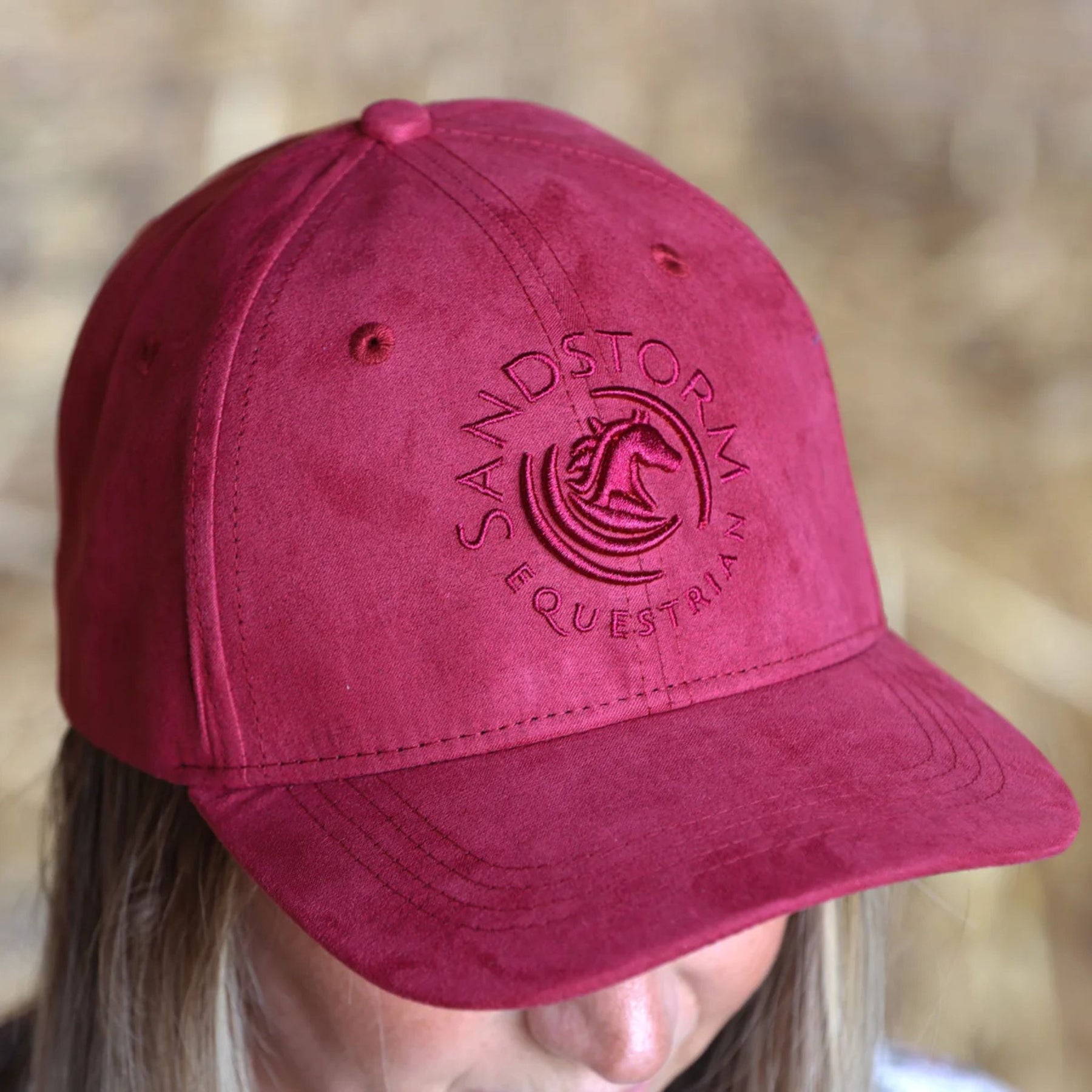 SandStorm Suede Effect Baseball Cap in Ruby