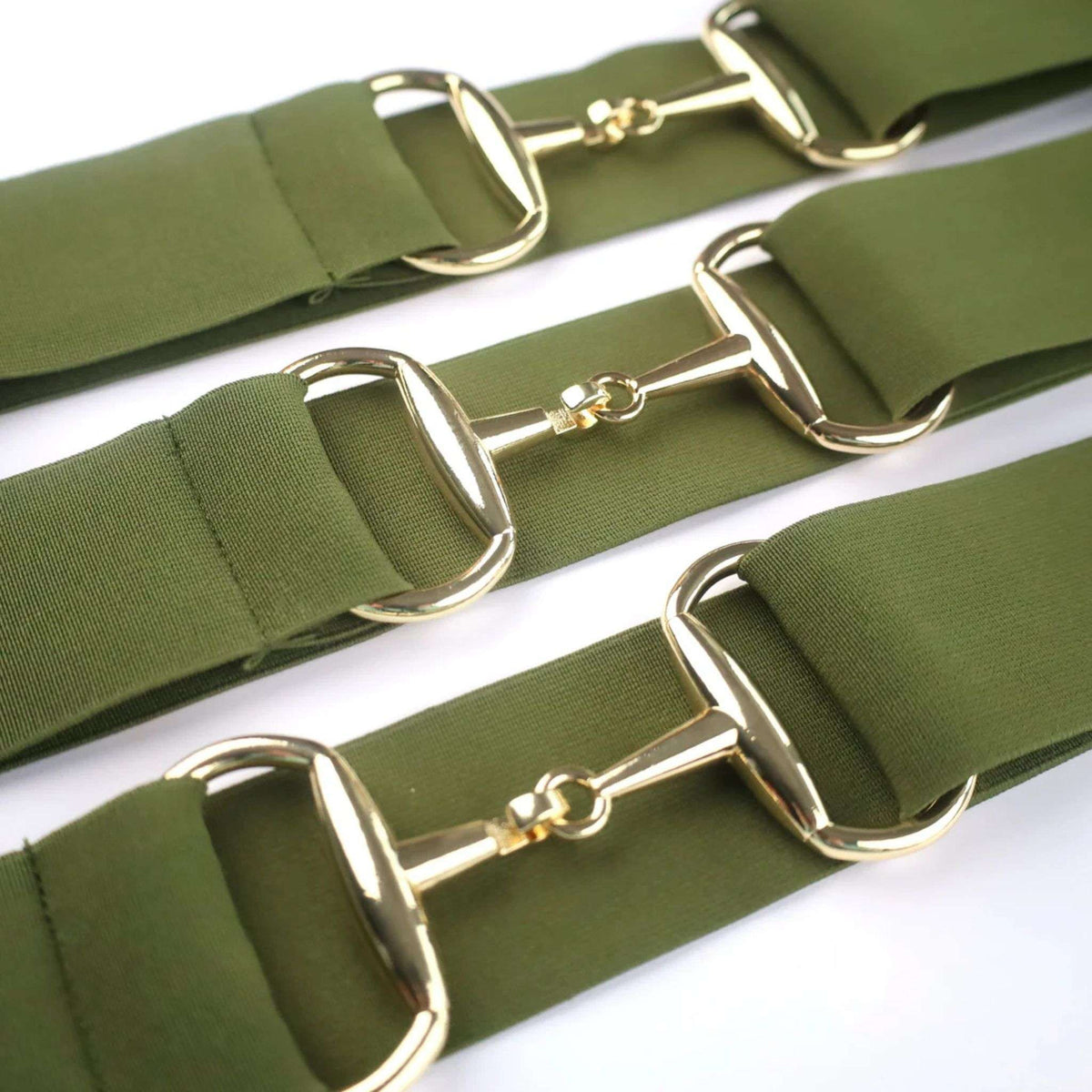 SandStorm Women's Gold Snaffle Belt in Olive Green