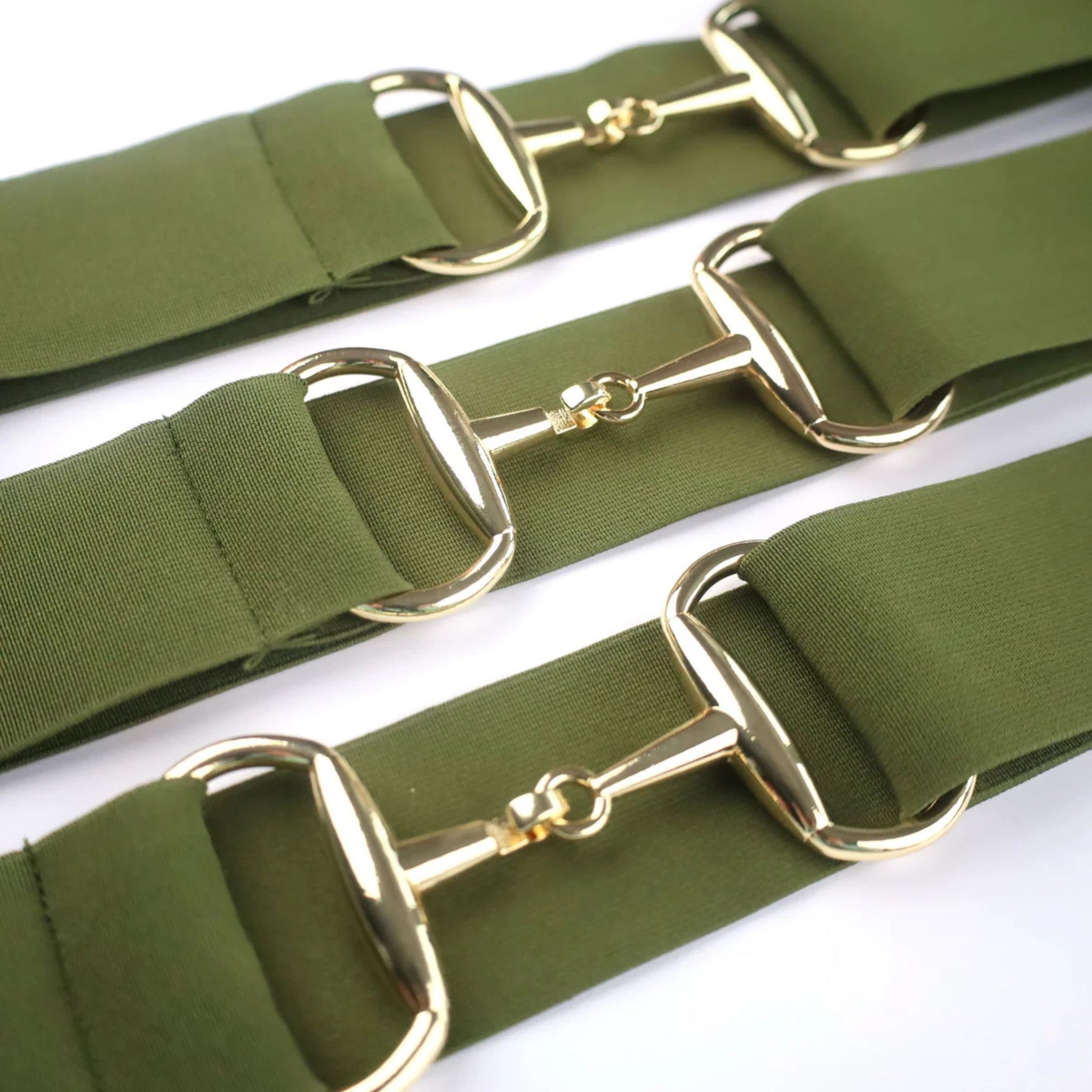 SandStorm Women's Gold Snaffle Belt in Olive Green