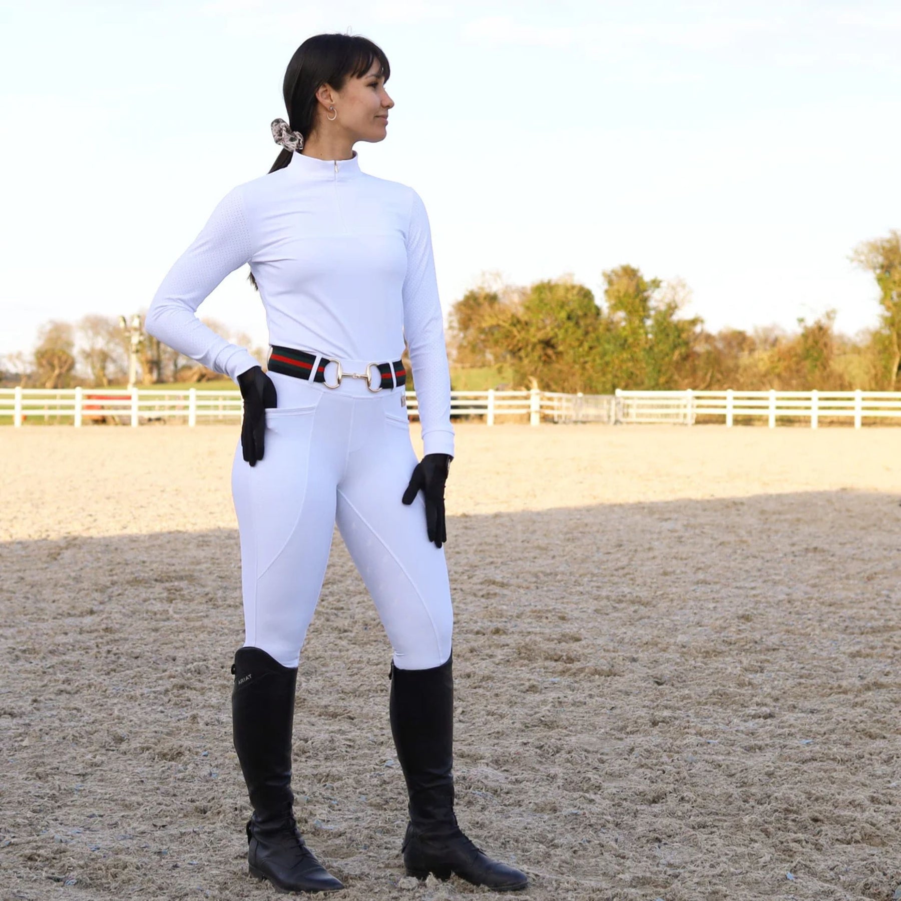 SandStorm Women's Show Riding Shirt in White
