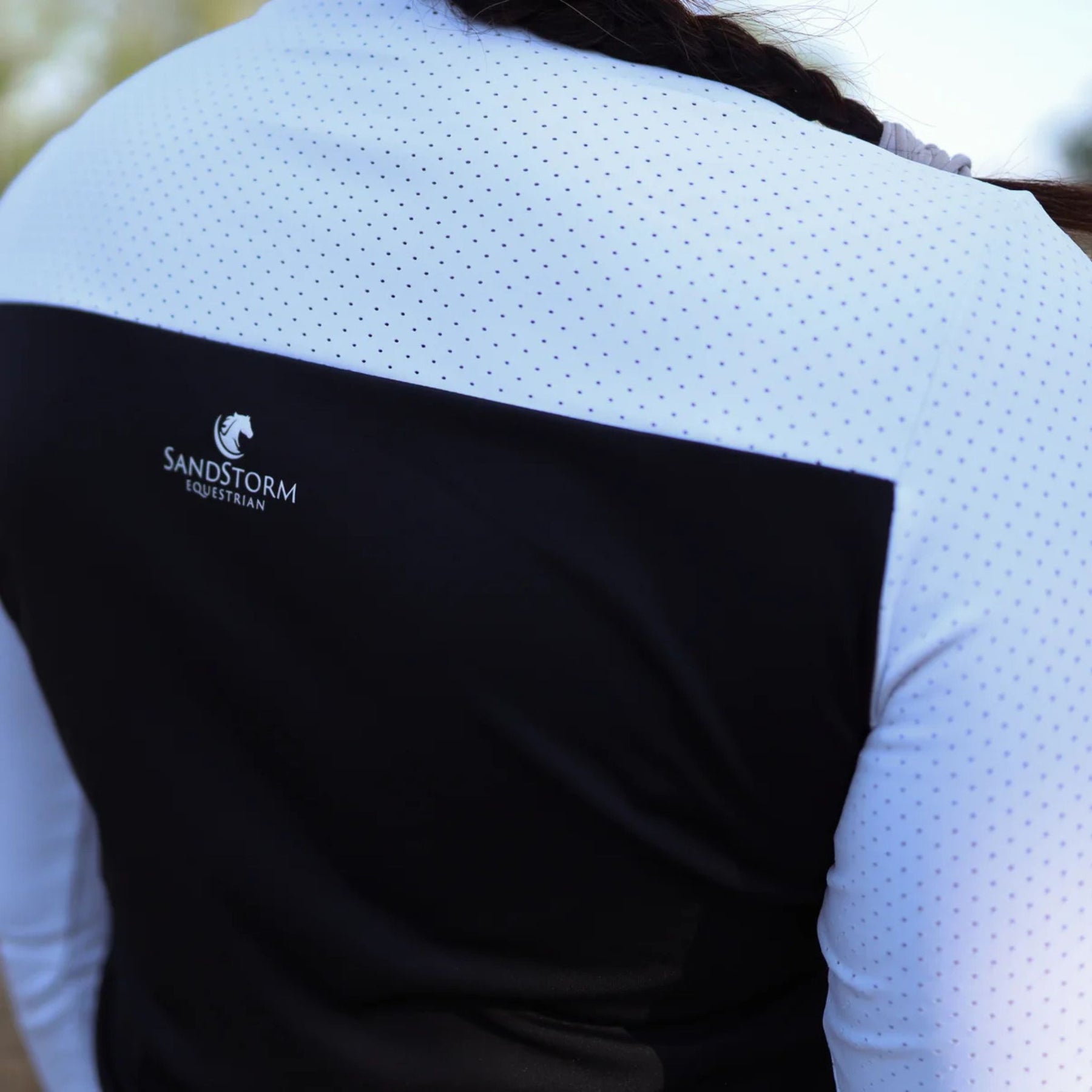 SandStorm Women's Show Riding Shirt in White & Black