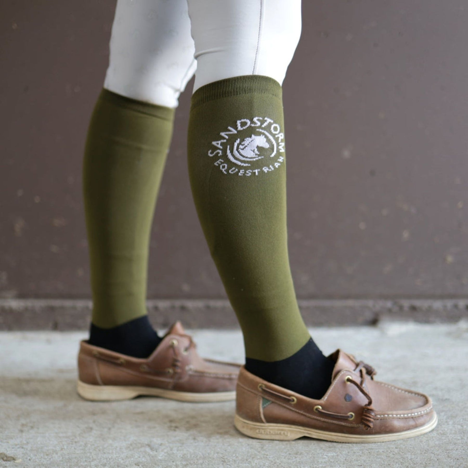 SandStorm Women's Show Riding Socks in Olive Green