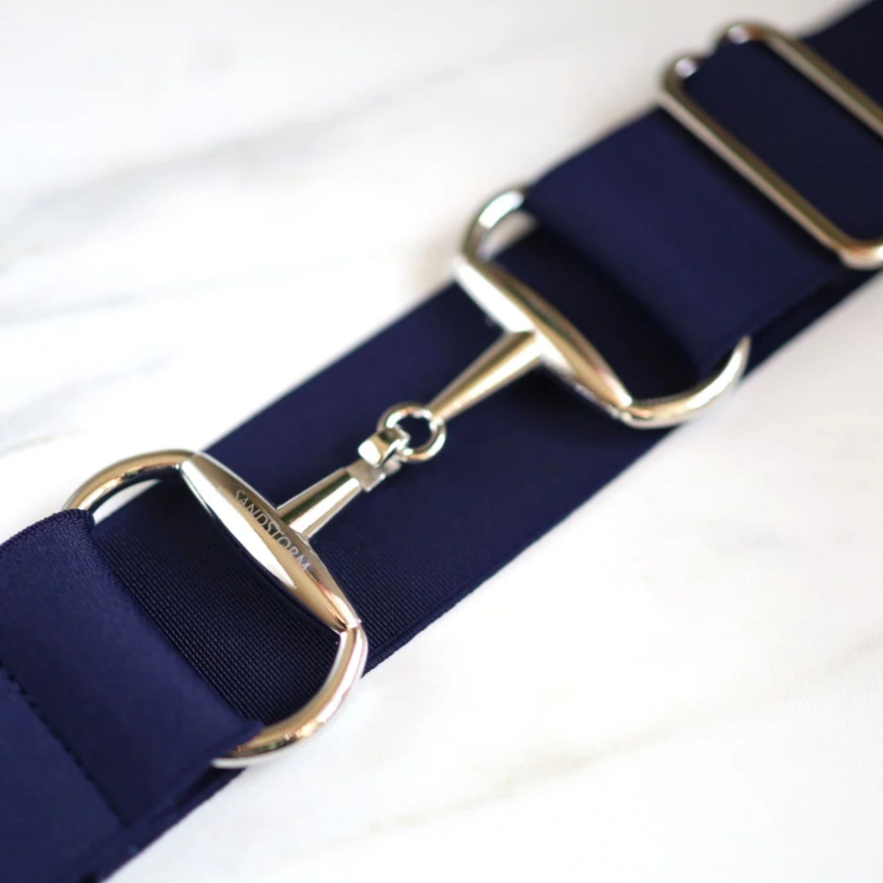 SandStorm Women's Silver Snaffle Belt in Navy
