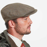 Schoffel Countryman Tweed Cap in Loden Green Herringbone Tweed