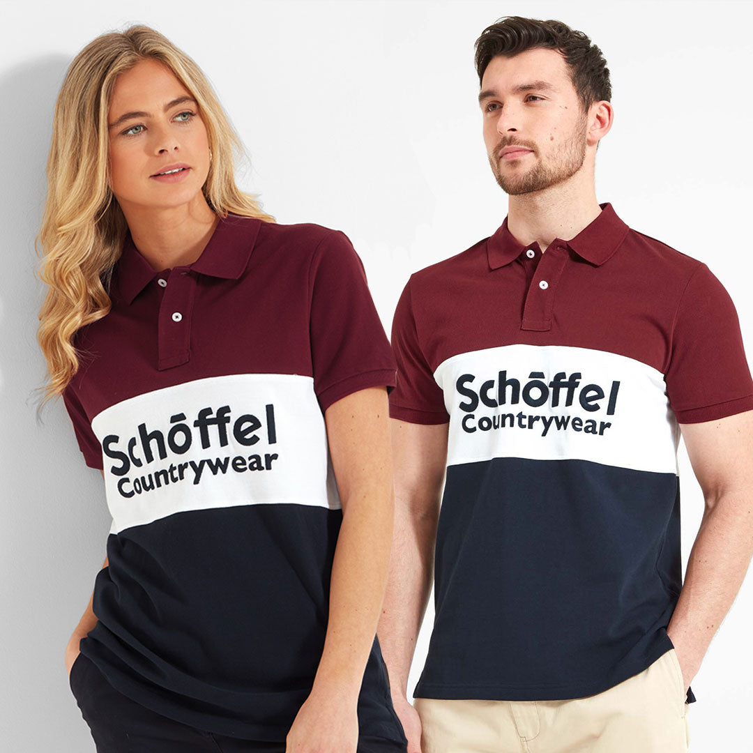 Schoffel Unisex Exeter Heritage Polo Shirt in Bordeaux