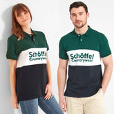 Schoffel Unisex Exeter Heritage Polo Shirt in Navy & Green