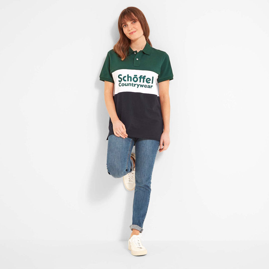 Schoffel Unisex Exeter Heritage Polo Shirt in Navy & Green