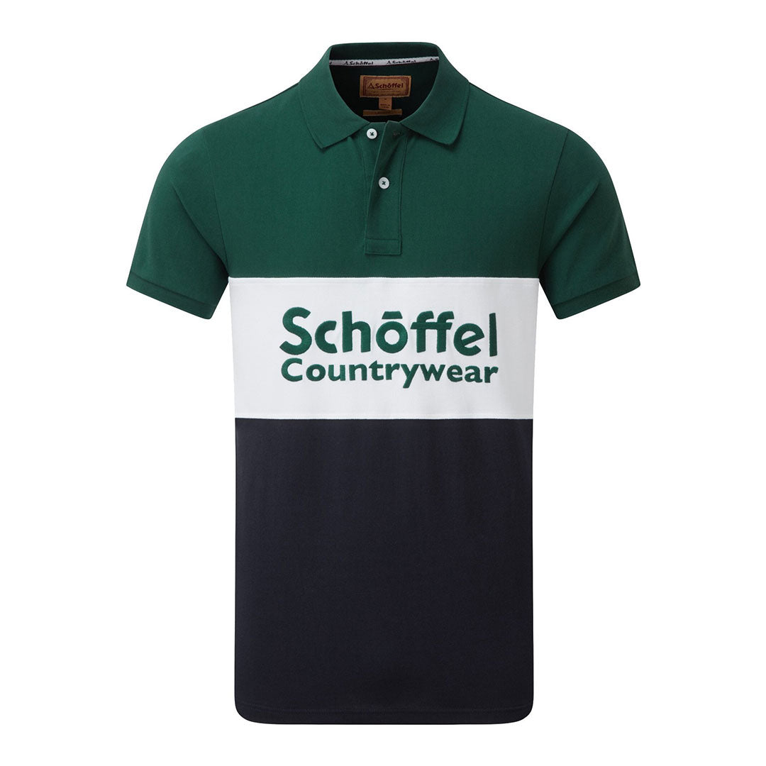 Schoffel Unisex Exeter Heritage Polo Shirt in Navy & Green